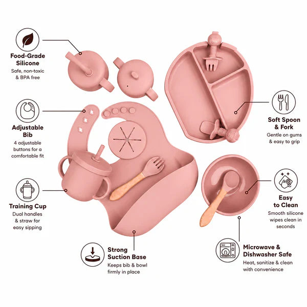 Silicone Suction Baby Feeding Plate Set